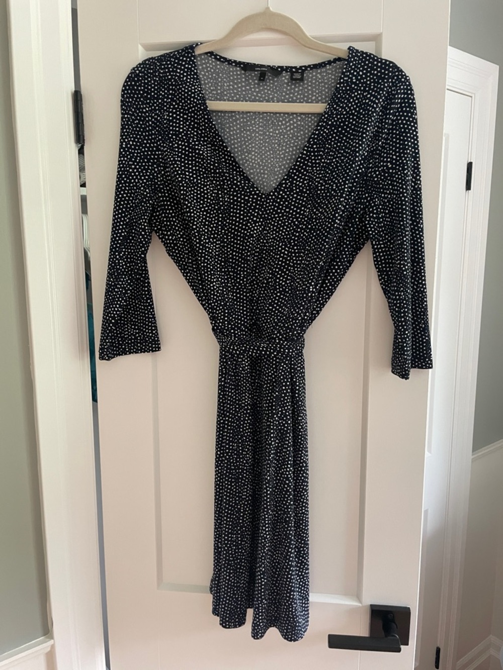 Vero Moda Black Wrap Dress with White Dot Print
